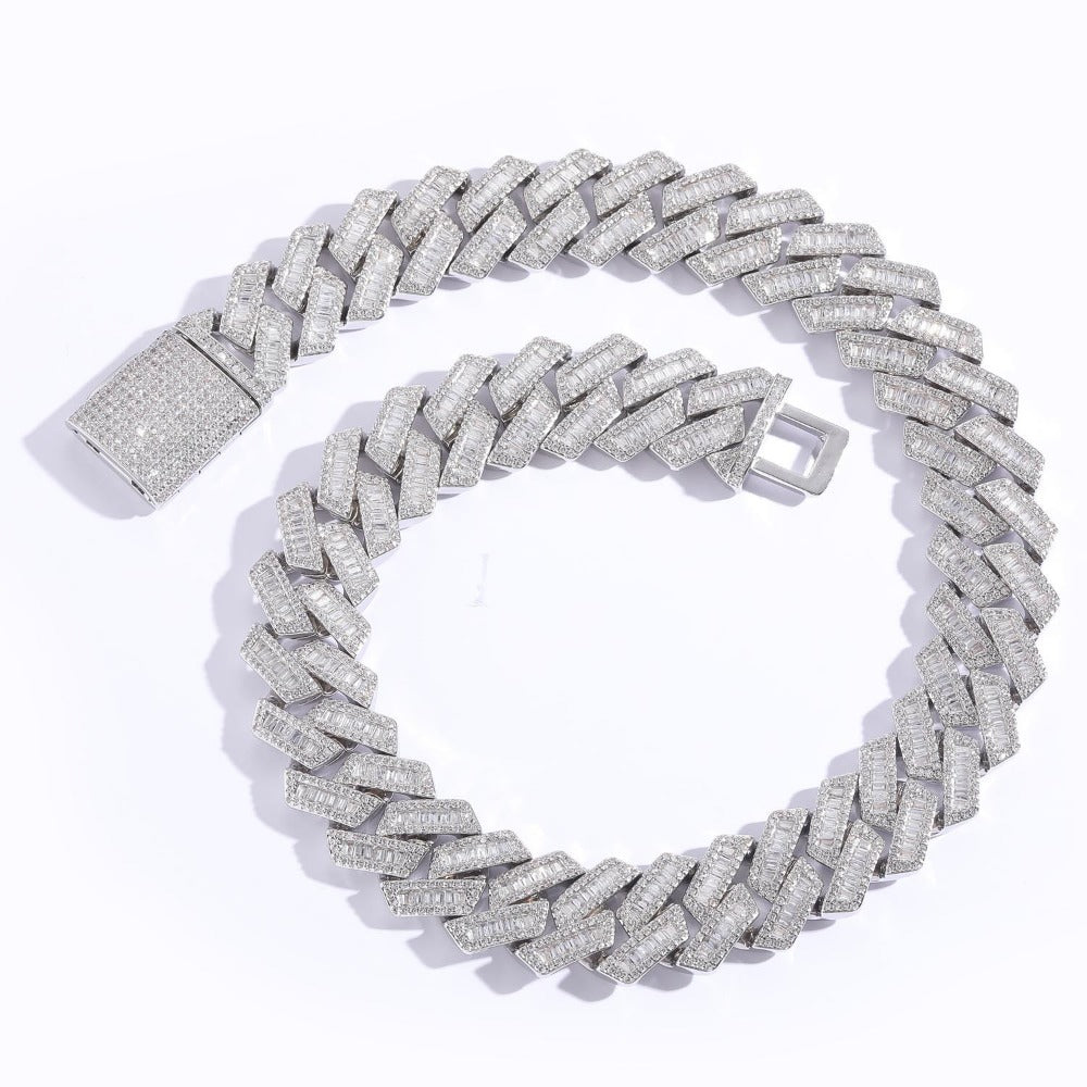 Hip-hop necklace - Rhombic zirconia stone necklace 20mm