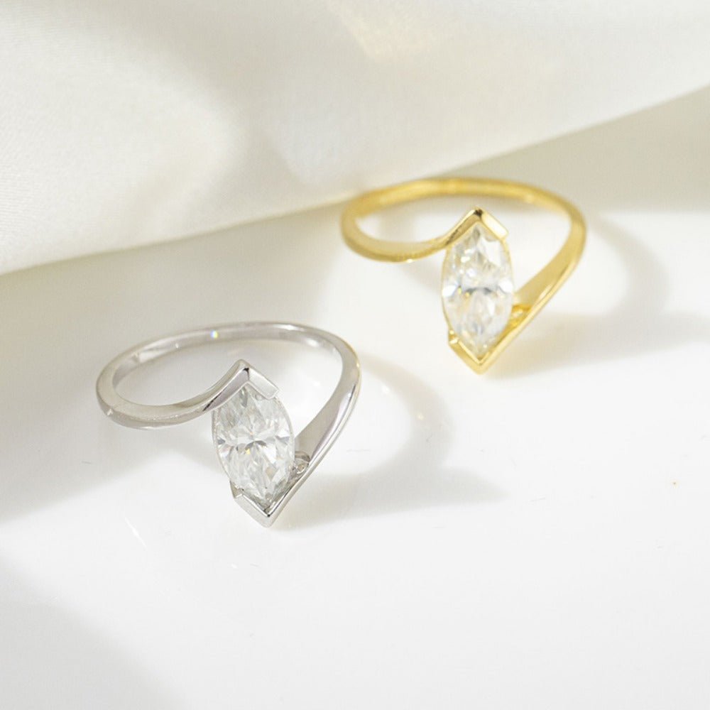 5*10mm Marquise - Cut Moissanite Ring‌ 18K Gold Plated Ins style for women - joylif