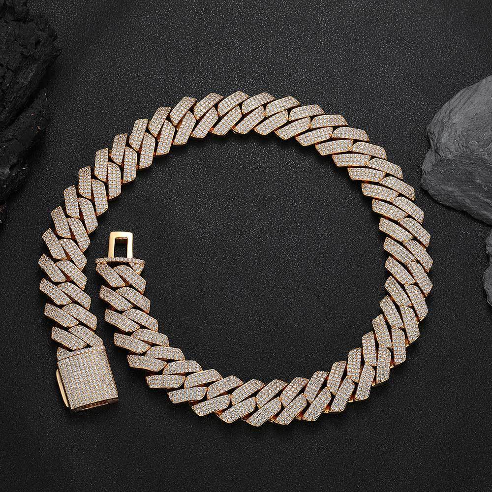 Eco - friendly Copper Zirconia Men's Cuban Chain Necklace - joylif