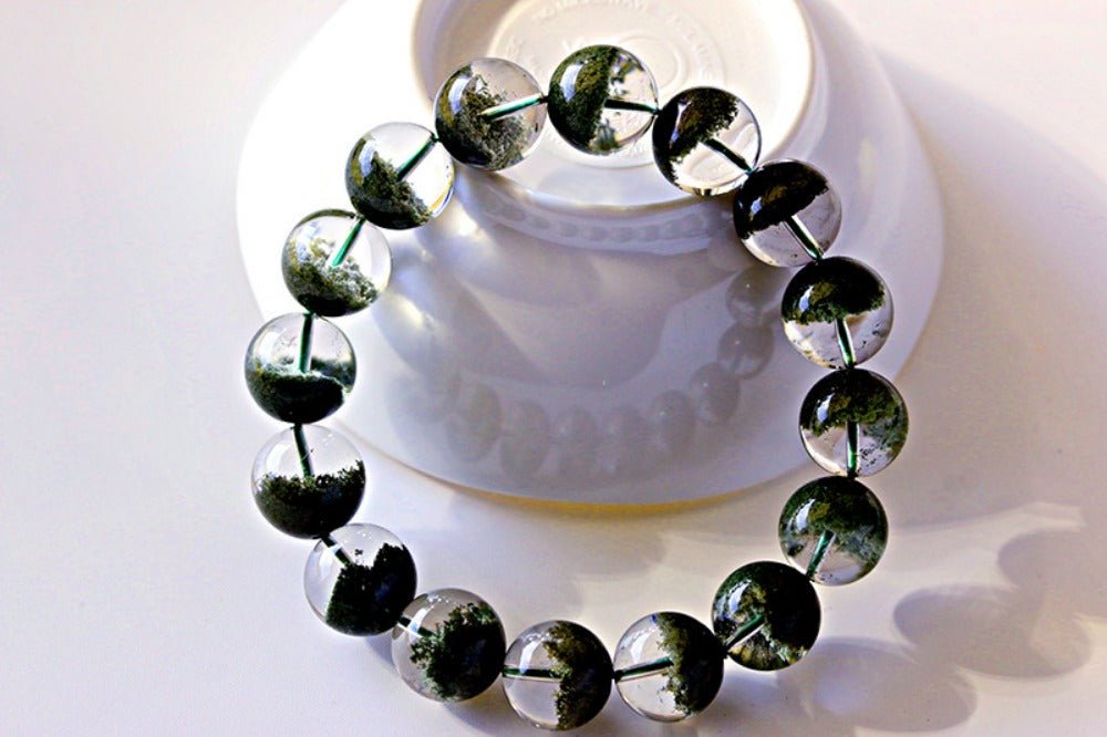 Green Ghost Quartz Bracelet - Verdant Jubao Pen Green Ghost Crystal Bracelet - joylif