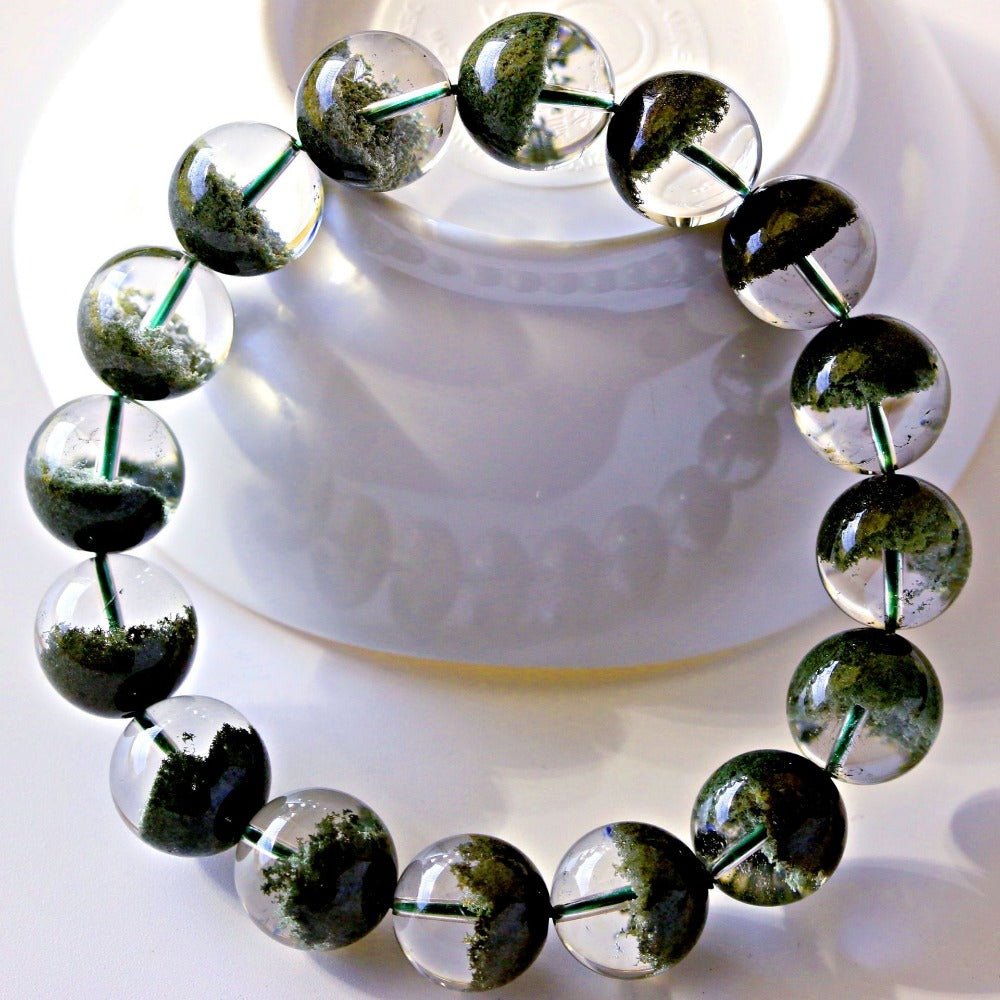 Green Ghost Quartz Bracelet - Verdant Jubao Pen Green Ghost Crystal Bracelet - joylif
