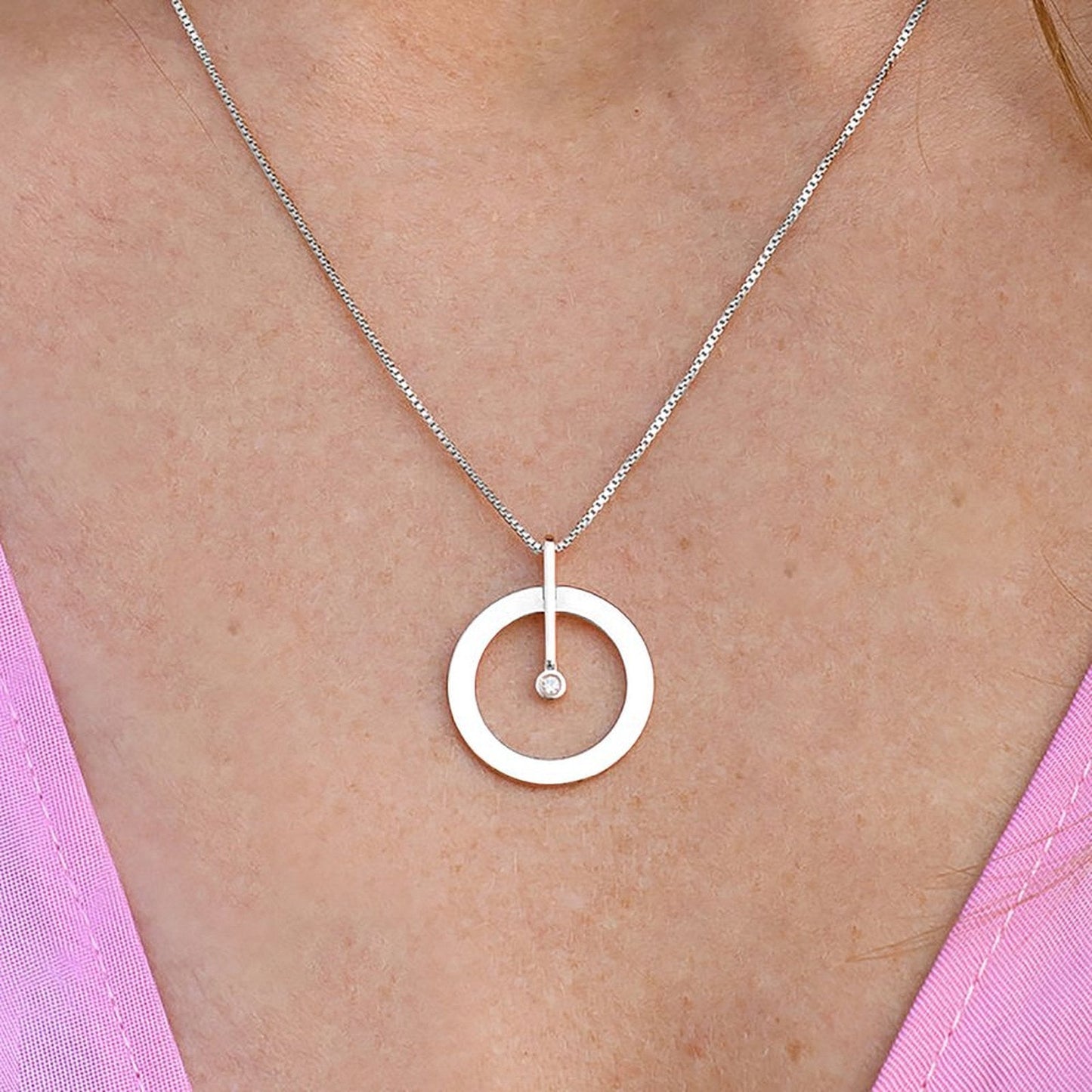 Zirconia Set Single Ring Necklace - joylif