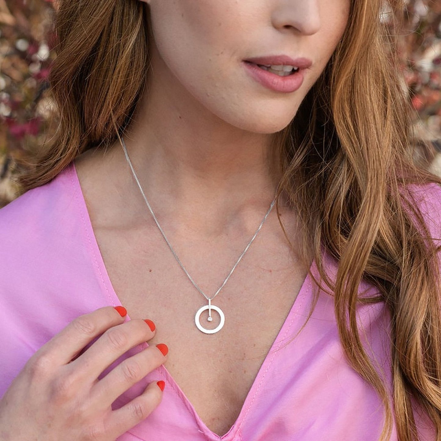 Zirconia Set Single Ring Necklace - joylif