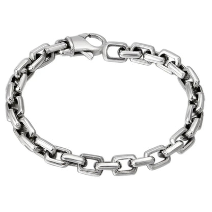 Vintage Thai Silver Men's Square Buckle Ring Bracelet