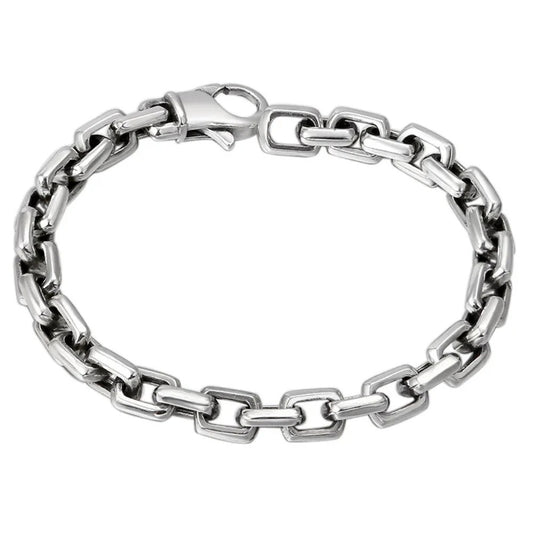 Vintage Thai Silver Men's Square Buckle Ring Bracelet