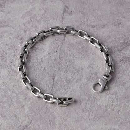 Vintage Thai Silver Men's Square Buckle Ring Bracelet