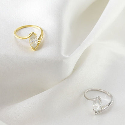 5*10mm Marquise - Cut Moissanite Ring‌ 18K Gold Plated Ins style for women - joylif