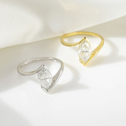 5*10mm Marquise - Cut Moissanite Ring‌ 18K Gold Plated Ins style for women - joylif