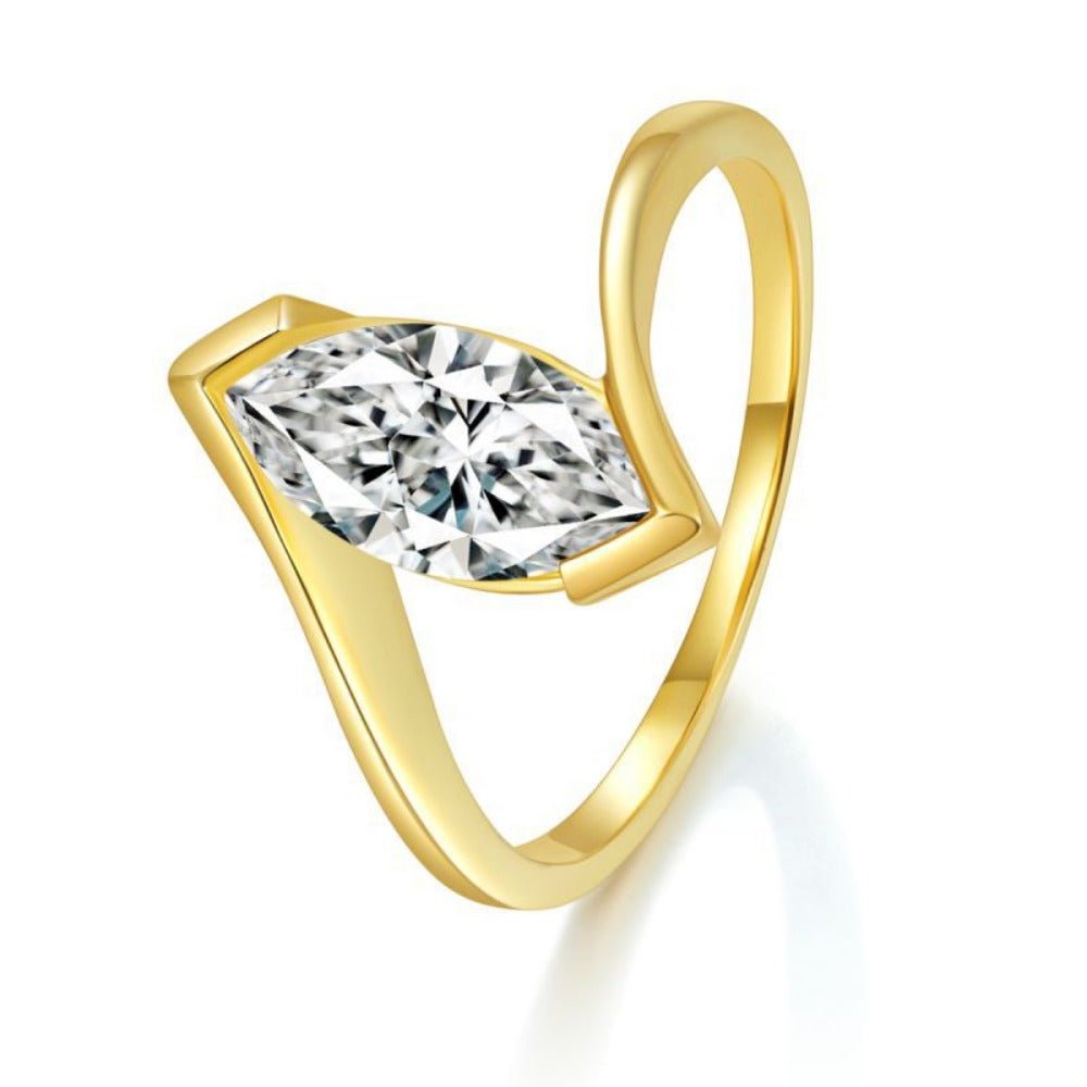 5*10mm Marquise - Cut Moissanite Ring‌ 18K Gold Plated Ins style for women - joylif