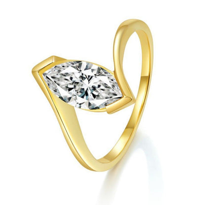 5*10mm Marquise - Cut Moissanite Ring‌ 18K Gold Plated Ins style for women - joylif
