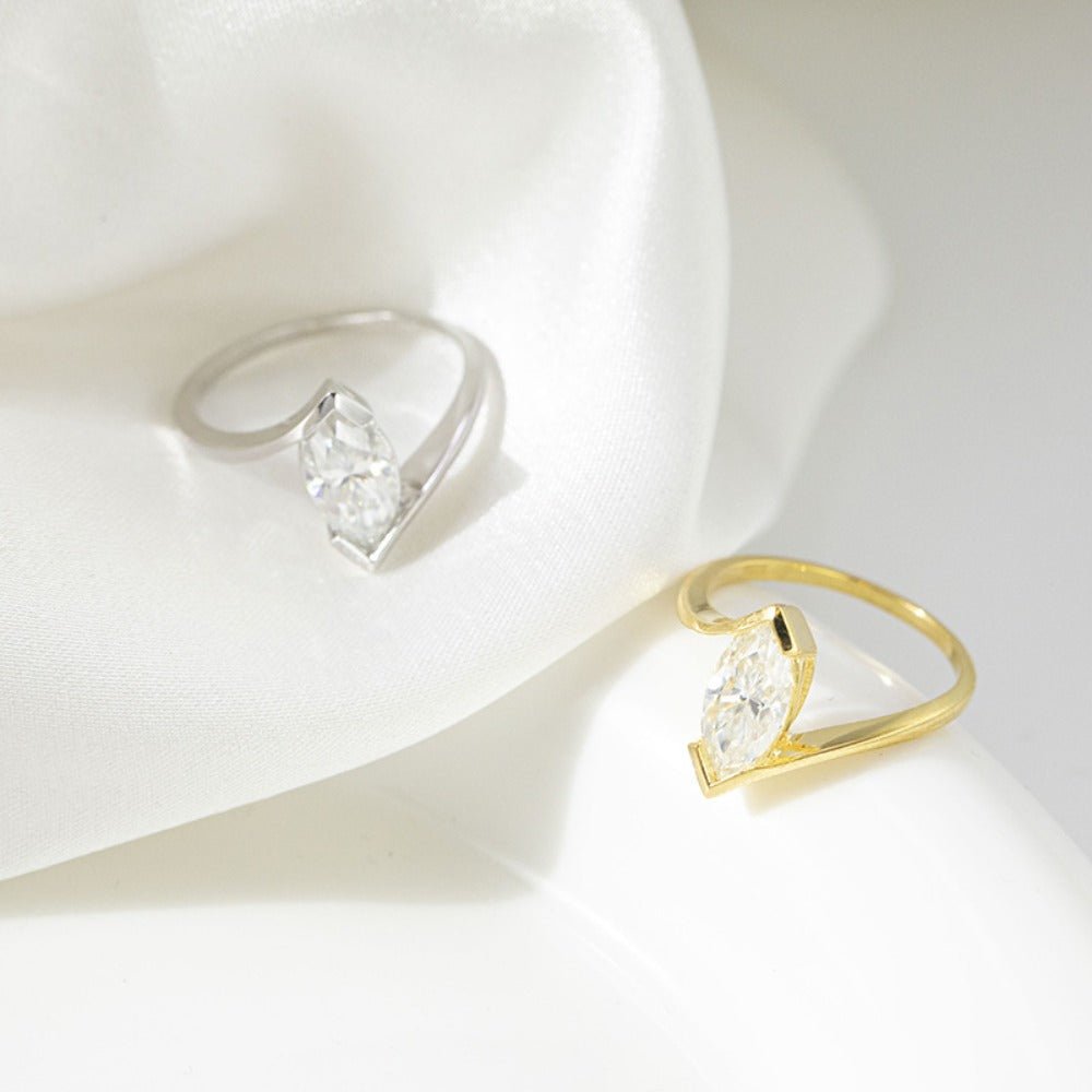 5*10mm Marquise - Cut Moissanite Ring‌ 18K Gold Plated Ins style for women - joylif