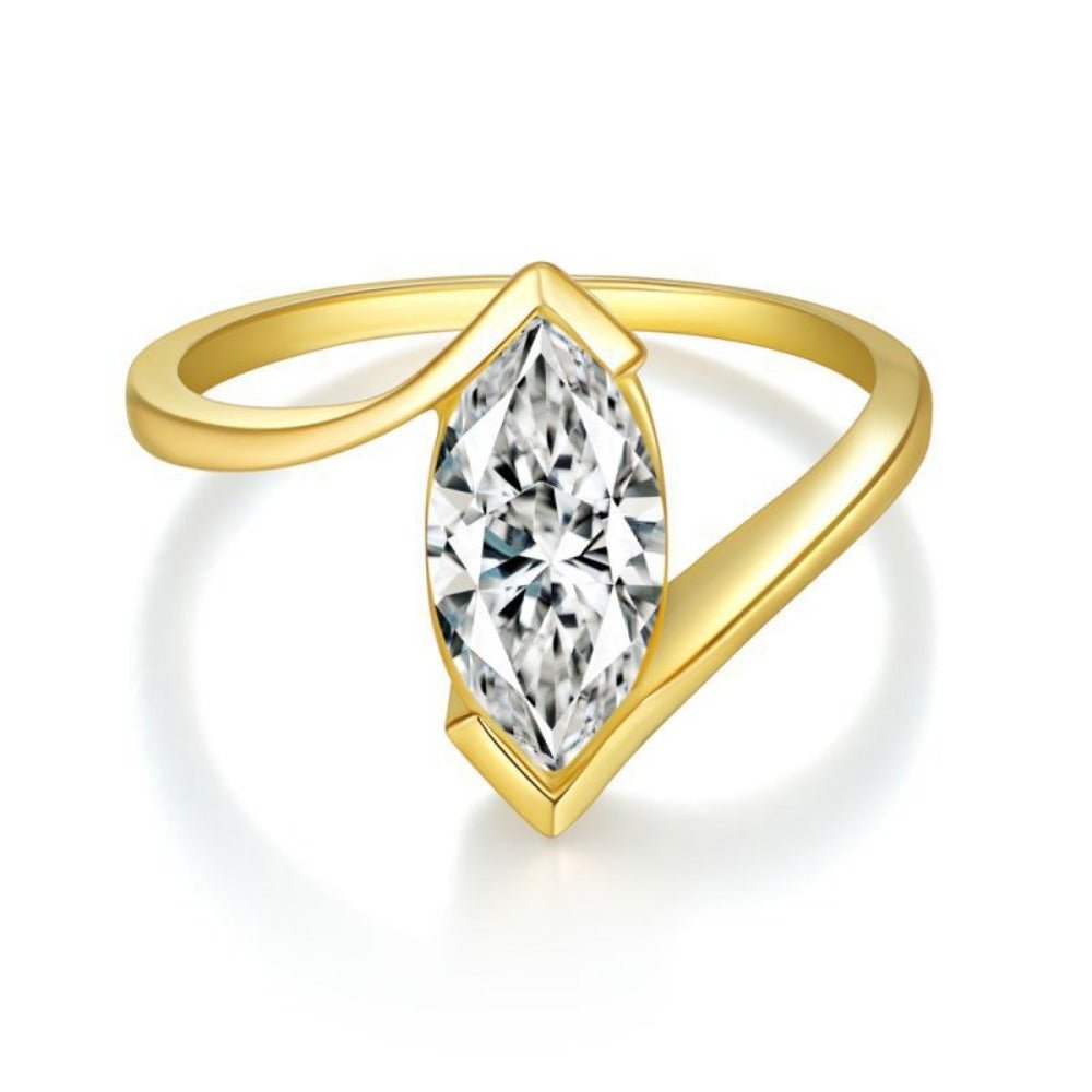 5*10mm Marquise - Cut Moissanite Ring‌ 18K Gold Plated Ins style for women - joylif