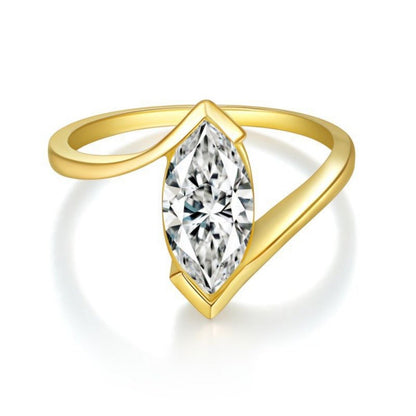 5*10mm Marquise - Cut Moissanite Ring‌ 18K Gold Plated Ins style for women - joylif