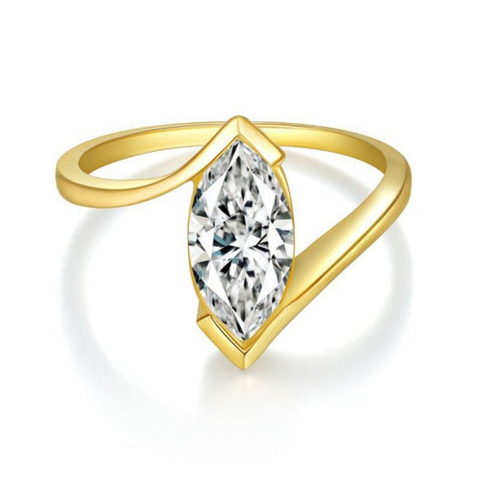 5*10mm Marquise - Cut Moissanite Ring‌ 18K Gold Plated Ins style for women - joylif