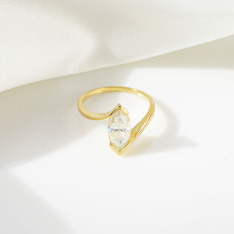 5*10mm Marquise - Cut Moissanite Ring‌ 18K Gold Plated Ins style for women - joylif