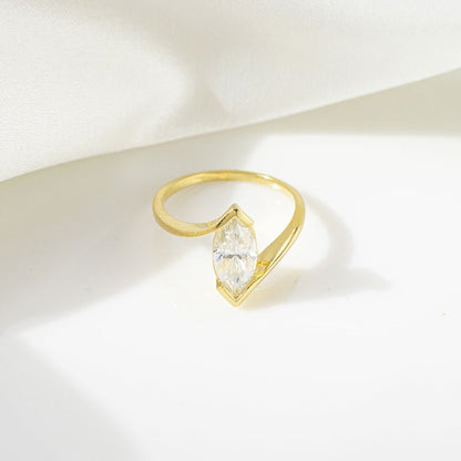 5*10mm Marquise - Cut Moissanite Ring‌ 18K Gold Plated Ins style for women - joylif