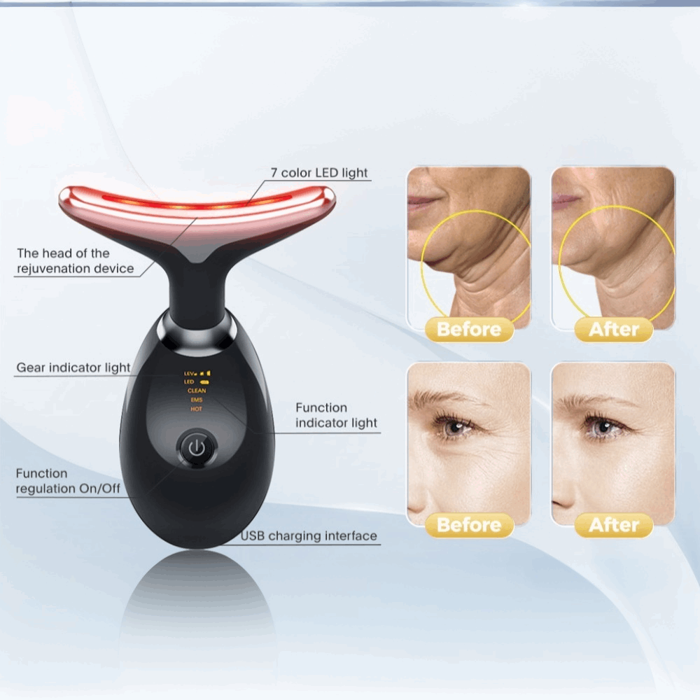 Facial rejuvenation device with before and after effects on skin