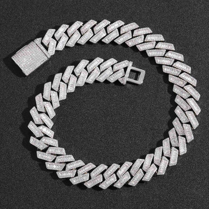 Hip-hop necklace - Rhombic zirconia stone necklace 20mm