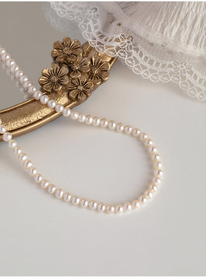 3-5MM Natural Freshwater Pearl Necklace - Nearly Perfectly Round Pearls with Minimal Blemishes - Natural Freshwater Pearl Collar Necklace for Neckwear