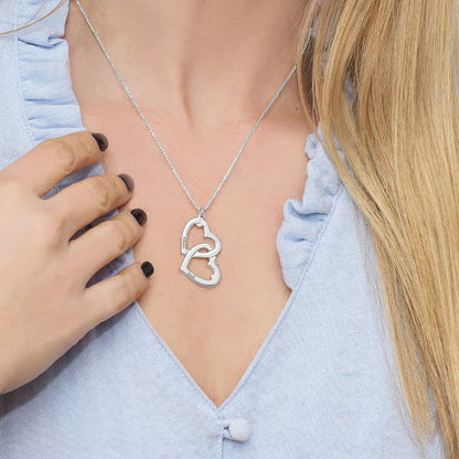Double Heart Zirconia Diamond Necklace - joylif