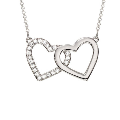 Double Heart Zirconia Necklace - joylif
