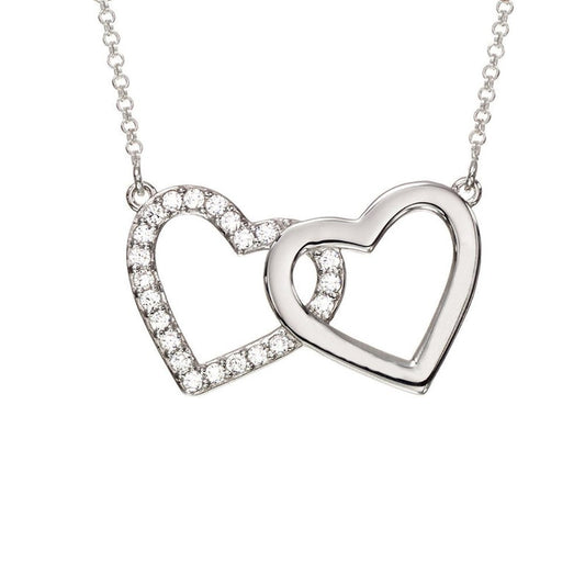 Double Heart Zirconia Necklace - joylif