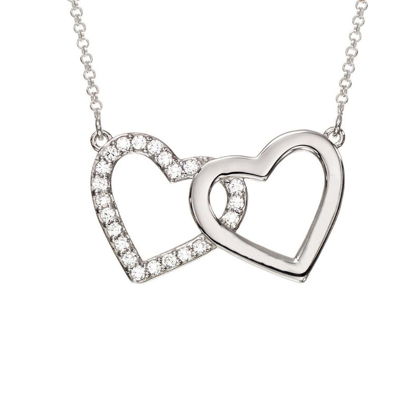 Double Heart Zirconia Necklace - joylif