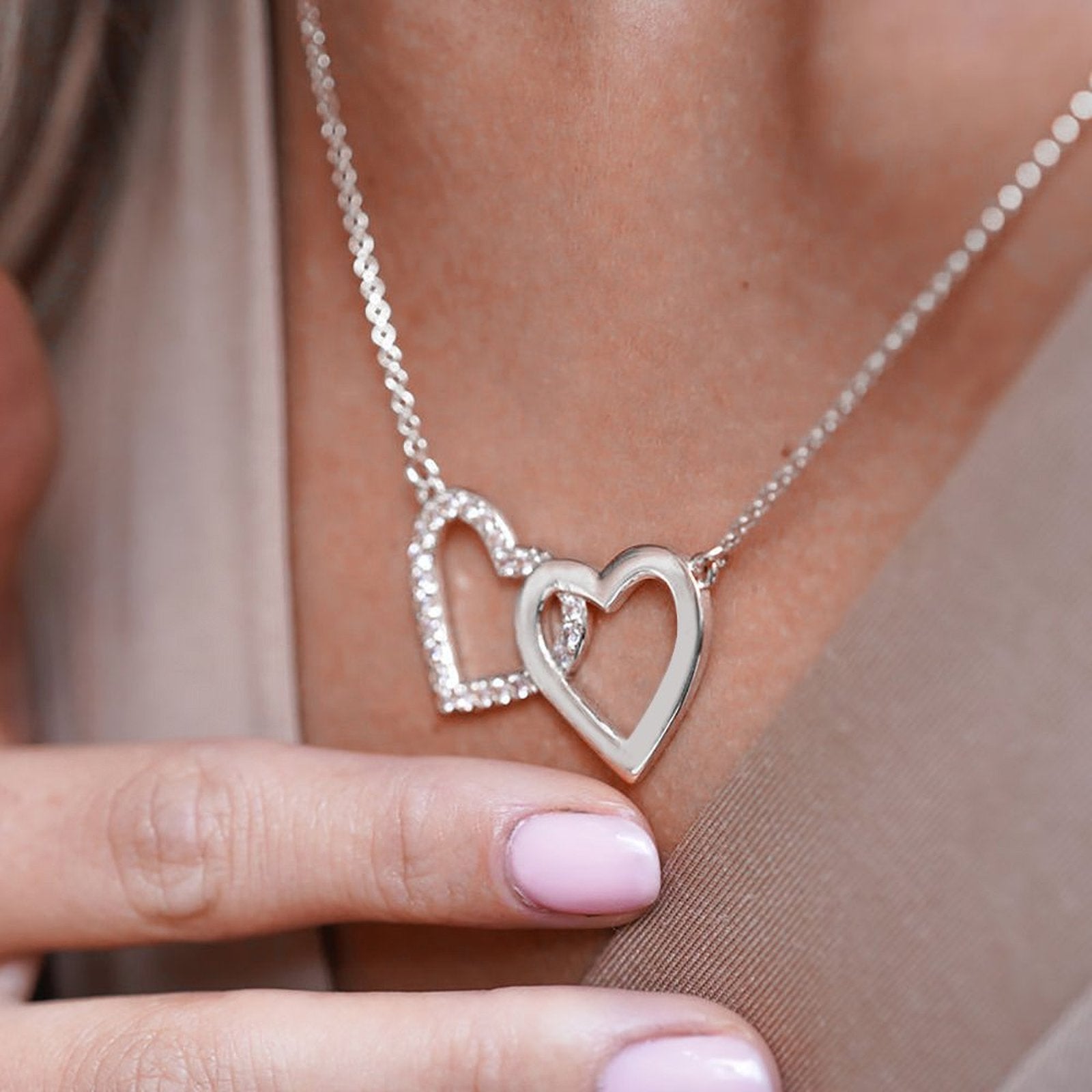 Double Heart Zirconia Necklace - joylif