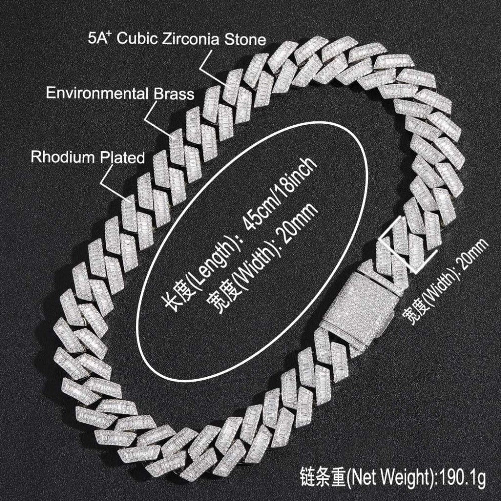 Hip-hop necklace - Rhombic zirconia stone necklace 20mm