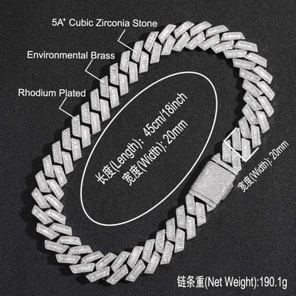 Hip-hop necklace - Rhombic zirconia stone necklace 20mm