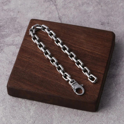 Vintage Thai Silver Men's Square Buckle Ring Bracelet