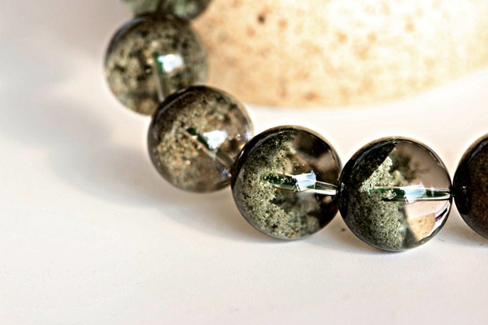 ‌Green Ghost Quartz Bracelet - Verdant Jubao Pen Green Ghost Crystal Bracelet - joylif