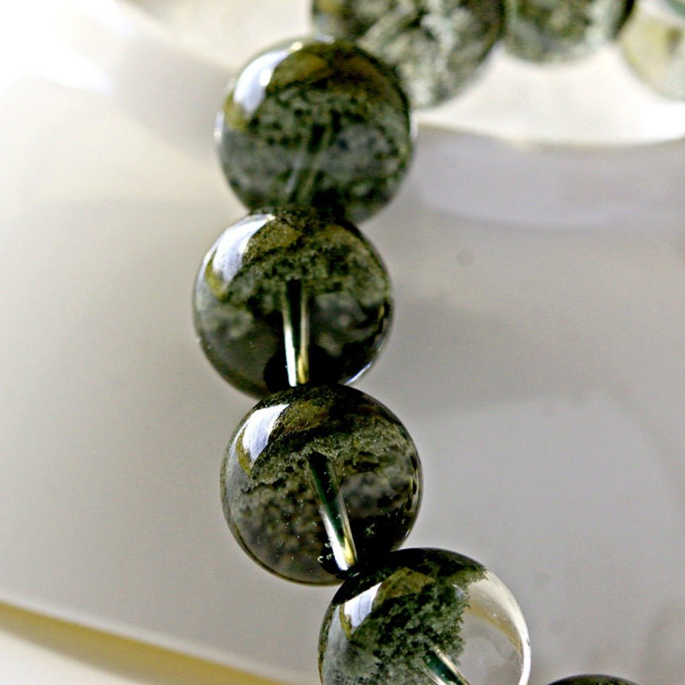 ‌Green Ghost Quartz Bracelet - Verdant Jubao Pen Green Ghost Crystal Bracelet - joylif