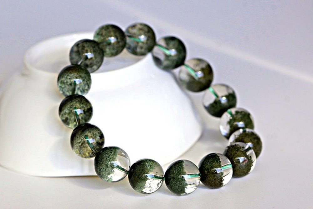 ‌Green Ghost Quartz Bracelet - Verdant Jubao Pen Green Ghost Crystal Bracelet - joylif