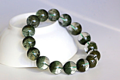 ‌Green Ghost Quartz Bracelet - Verdant Jubao Pen Green Ghost Crystal Bracelet - joylif