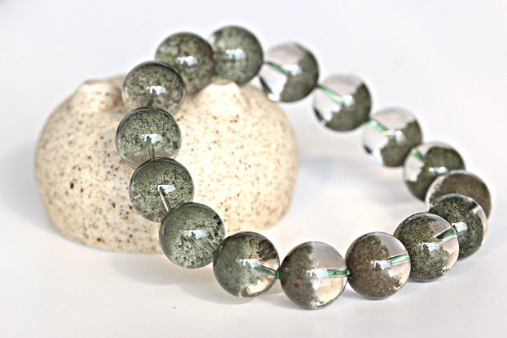 ‌Green Ghost Quartz Bracelet - Verdant Jubao Pen Green Ghost Crystal Bracelet - joylif