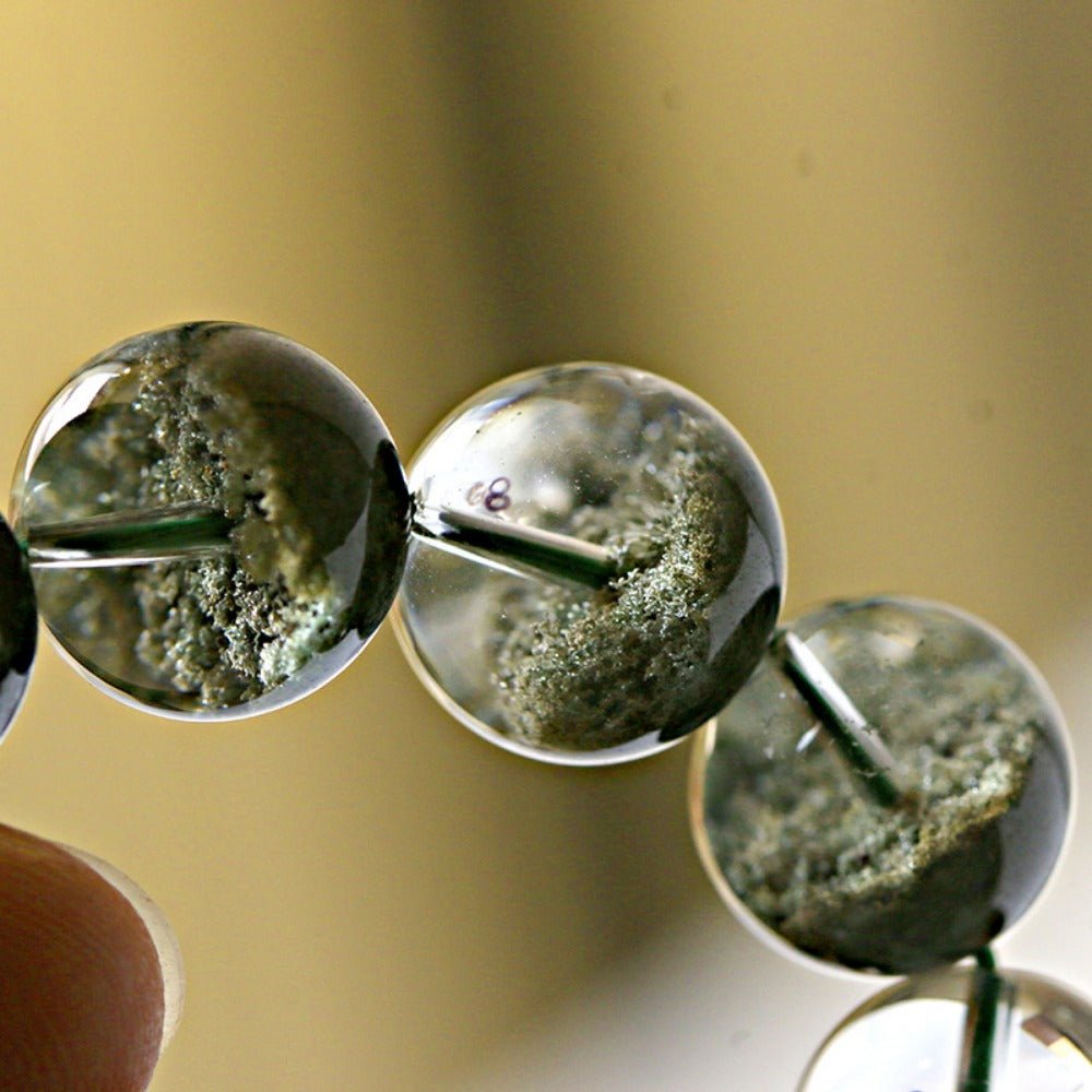 ‌Green Ghost Quartz Bracelet - Verdant Jubao Pen Green Ghost Crystal Bracelet - joylif