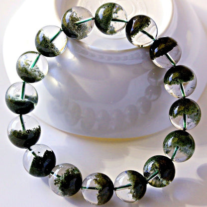 ‌Green Ghost Quartz Bracelet - Verdant Jubao Pen Green Ghost Crystal Bracelet - joylif