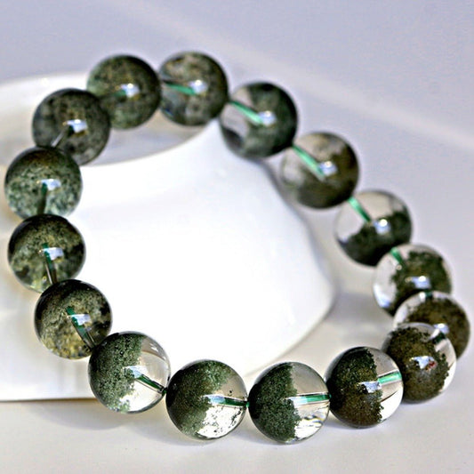 ‌Green Ghost Quartz Bracelet - Verdant Jubao Pen Green Ghost Crystal Bracelet - joylif