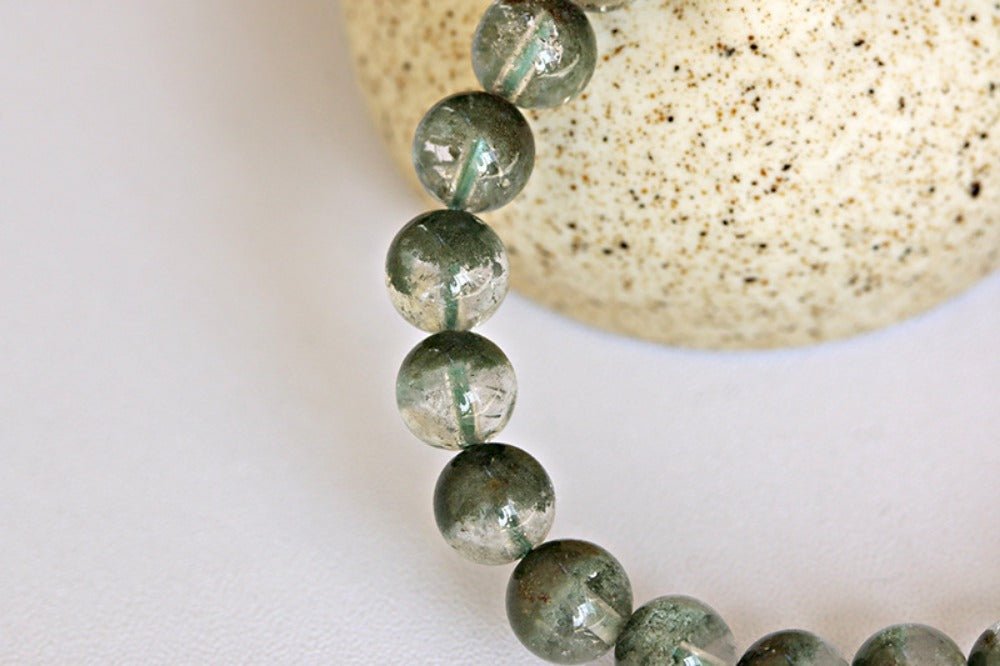 ‌Green Ghost Quartz Bracelet - Verdant Jubao Pen Green Ghost Crystal Bracelet - joylif