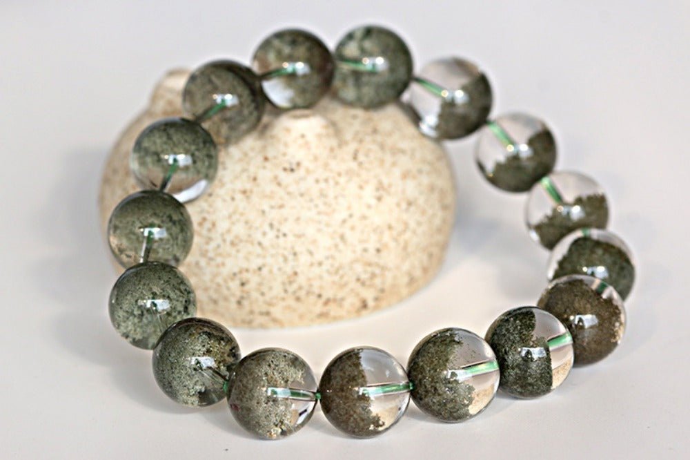 ‌Green Ghost Quartz Bracelet - Verdant Jubao Pen Green Ghost Crystal Bracelet - joylif