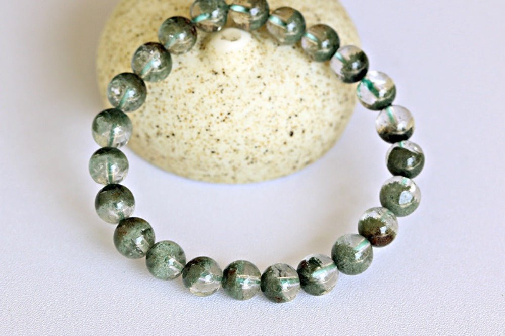 ‌Green Ghost Quartz Bracelet - Verdant Jubao Pen Green Ghost Crystal Bracelet - joylif