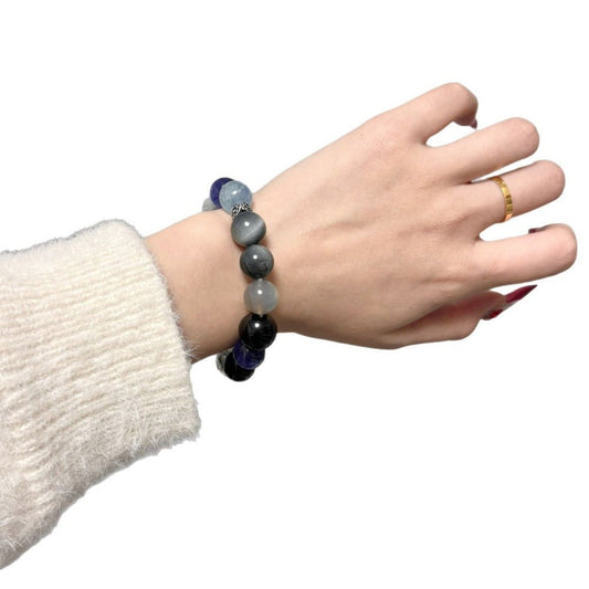 Natural crystal, aquamarine, obsidian and Kyanite bracelet, for both men and women. - joylif