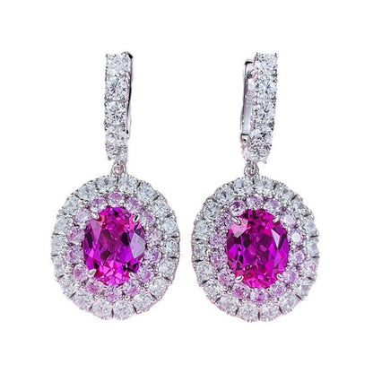 S925 sterling silver 8*10mm oval rubellite women's earrings - joylif